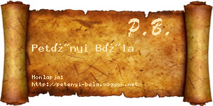 Petényi Béla névjegykártya
