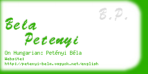 bela petenyi business card